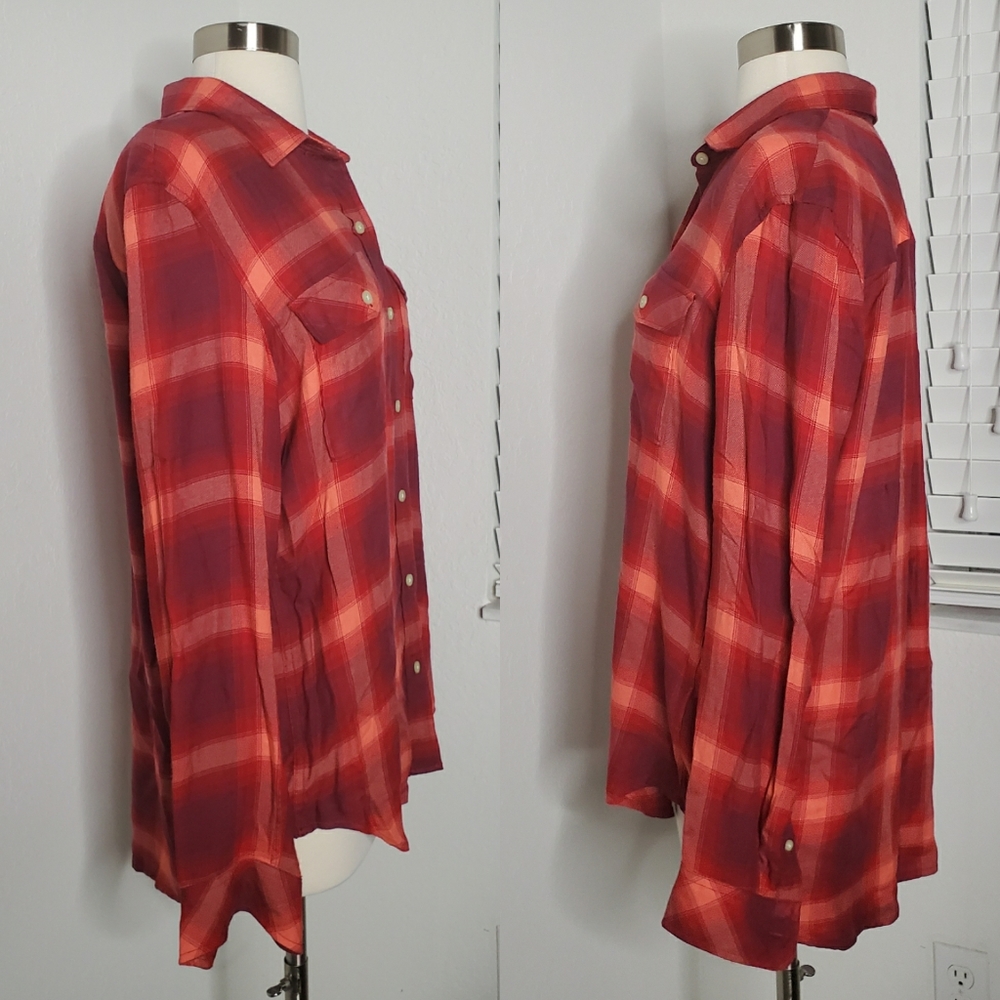 •GAP + PENDLETON• Boyfriend Plaid Shirt In Red. - Picture 4 of 6